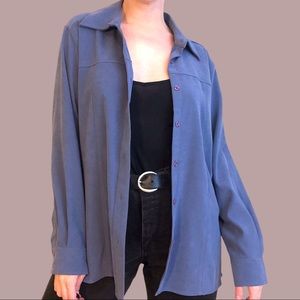 Vintage Denim & Co Purple Blue Button Down Blouse